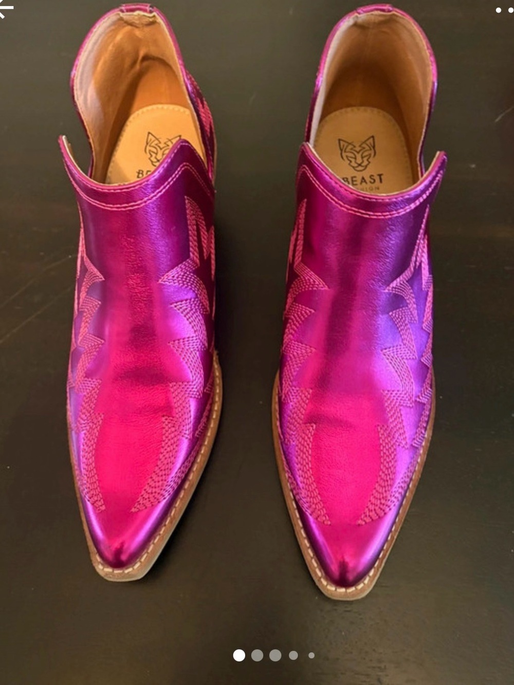 BEAST FASHION Metallic Fuchsia Pointed Ankle Booties